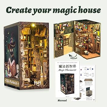 DIY ミニチュア ブックヌークキット 3Dモデル 木製 ドールハウス Amazon | Rolife DIY ブックヌークキット 3D木製パズル 大人用